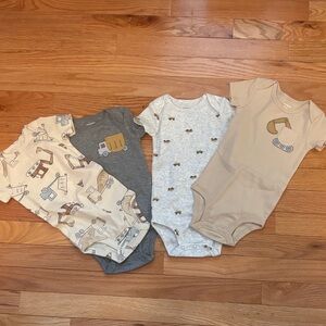 Carter's Neutral Construction Truck Bodysuits - Beige, Gray, Cream, Tan